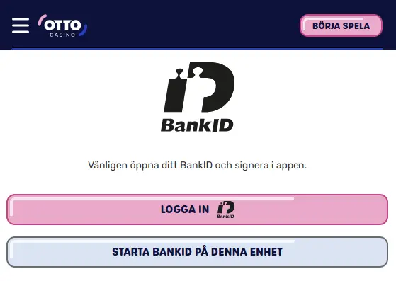 Otto Casino inloggning med BankID